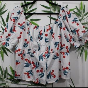 Cherry off the shoulder top
